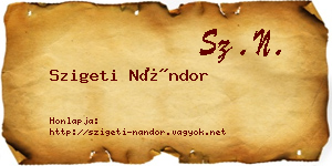 Szigeti Nándor névjegykártya